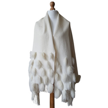 Afbeelding in Gallery-weergave laden, Etole vintage en laine et fourrure blanc cassé, années 1990