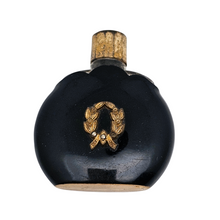 Charger l'image dans la galerie, Petit flacon à parfum Art déco en verre laqué noir & décor doré, années 1920-1930 Le Charme des Violettes - Brocante en ligne