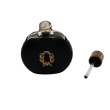 Charger l'image dans la galerie, Petit flacon à parfum Art déco en verre laqué noir & décor doré, années 1920-1930 Le Charme des Violettes - Brocante en ligne