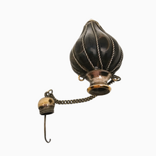 Load image into Gallery viewer, Edwardian perfume bottle in buffalo horn and chiseled brass, late 19th century.