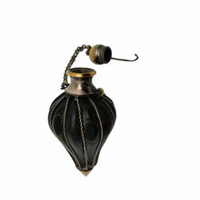 Load image into Gallery viewer, Edwardian perfume bottle in buffalo horn and chiseled brass, late 19th century.