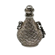 Load image into Gallery viewer, Petit flacon miniature en argent ciselé – pendentif à parfum ou à sels, vers 1890-1910 Le Charme des Violettes - Brocante en ligne