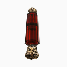 Load image into Gallery viewer, Victorian double perfume bottle in ruby red cut crystal and chiseled silver-gilt, 1880-1890
