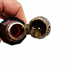 Load image into Gallery viewer, Victorian double perfume bottle in ruby red cut crystal and chiseled silver-gilt, 1880-1890