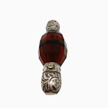 Load image into Gallery viewer, Victorian double perfume and salt bottle in ruby red cut crystal and chased silver, 1880-1890