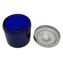Afbeelding in Gallery-weergave laden, Guerlain, Pot à crème en verre bleu cobalt et couvercle en aluminium gravé, années 1930-1950