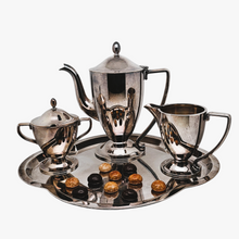 Load image into Gallery viewer, Hollandia Plate Hilversum, Service à café Art déco de 4 pièces en métal argenté de qualité, circa 1930