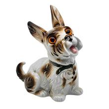 Load image into Gallery viewer, Lampe-brûle-parfum en porcelaine en forme de Yorkshire Terrier - Yeux en verre, années 1950 Le Charme des Violettes - Brocante en ligne