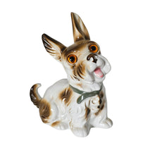 Load image into Gallery viewer, Lampe-brûle-parfum en porcelaine en forme de Yorkshire Terrier, yeux en verre, années 1950 Le Charme des Violettes - Brocante en ligne