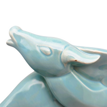 Load image into Gallery viewer, Lemanceau Charles, couple d'antilopes Art déco en céramique turquoise, XXè