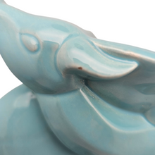 Load image into Gallery viewer, Lemanceau Charles, couple d'antilopes Art déco en céramique turquoise, XXè