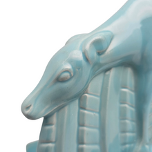 Load image into Gallery viewer, Lemanceau Charles, couple d'antilopes Art déco en céramique turquoise, XXè