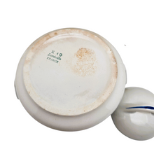 Load image into Gallery viewer, Lunéville, Cafetière et sucrier en faïence Art déco à damier bleu et blanc, années 1920