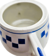 Load image into Gallery viewer, Lunéville, Cafetière et sucrier en faïence Art déco à damier bleu et blanc, années 1920