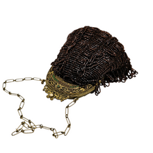 Load image into Gallery viewer, Minaudière perlée marron dans le goût de la Belle Époque, vers 1910-1930 Le Charme des Violettes - Brocante en ligne