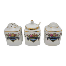 Charger l'image dans la galerie, Ménagère trio Art déco, sel, poivre et moutarde, en porcelaine, années 1925