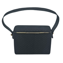 Afbeelding in Gallery-weergave laden, Minaudière vintage en tissu noir et or, années 1950-1960