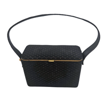 Afbeelding in Gallery-weergave laden, Minaudière vintage en tissu noir et or, années 1950-1960