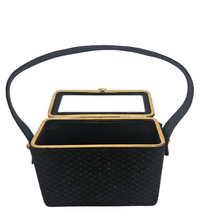 Afbeelding in Gallery-weergave laden, Minaudière vintage en tissu noir et or, années 1950-1960