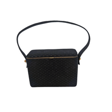 Afbeelding in Gallery-weergave laden, Minaudière vintage en tissu noir et or, années 1950-1960