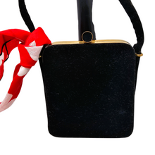 Afbeelding in Gallery-weergave laden, Petit sac de soirée vintage en velours noir, années 1950-1960