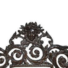 Charger l'image dans la galerie, Miroir biseauté d'époque Napoléon III en bronze patiné à décor ajouré dans le style de Bérain