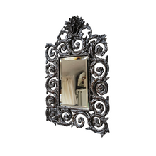Charger l'image dans la galerie, Miroir biseauté d'époque Napoléon III en bronze patiné à décor ajouré dans le style de Bérain
