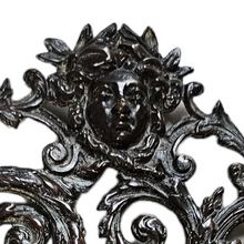 Charger l'image dans la galerie, Miroir biseauté d'époque Napoléon III en bronze patiné à décor ajouré dans le style de Bérain
