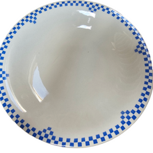 Charger l'image dans la galerie, Nimy. Paire de compotiers en faïence avec un liseré en damier bleu et blanc, début XXè