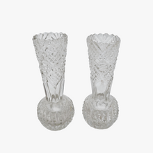 Load image into Gallery viewer, Paire de vases miniatures en demi-cristal moulé, années 1930-1950