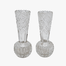 Load image into Gallery viewer, Paire de vases miniatures en demi-cristal moulé, années 1930-1950