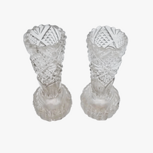 Load image into Gallery viewer, Paire de vases miniatures en demi-cristal moulé, années 1930-1950