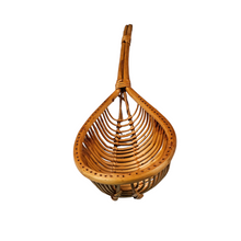 Load image into Gallery viewer, Vintage wicker and rattan colander from the 1960s