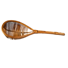 Load image into Gallery viewer, Vintage wicker and rattan colander from the 1960s