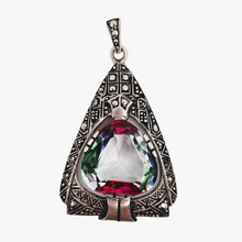 Afbeelding in Gallery-weergave laden, Art Deco hanger in 830 zilver bezet met een Rijnsteen en markasieten, 1920-1930