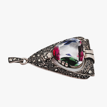Afbeelding in Gallery-weergave laden, Art Deco hanger in 830 zilver bezet met een Rijnsteen en markasieten, 1920-1930