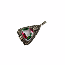 Afbeelding in Gallery-weergave laden, Art Deco hanger in 830 zilver bezet met een Rijnsteen en markasieten, 1920-1930