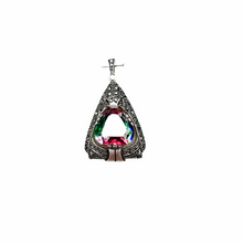 Afbeelding in Gallery-weergave laden, Art Deco hanger in 830 zilver bezet met een Rijnsteen en markasieten, 1920-1930