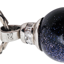Afbeelding in Gallery-weergave laden, Collier New Age en argent 925, boule en goldstone bleue et cristaux, années 1990-2000