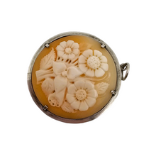 Afbeelding in Gallery-weergave laden, Pendentif Camée coquillage rond cerclé d'argent 925, années 1920-1930