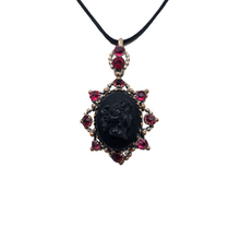 Load image into Gallery viewer, Victorian black glass cameo mourning pendant, 1890s-1900s