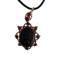 Load image into Gallery viewer, Victorian black glass cameo mourning pendant, 1890s-1900s