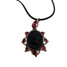 Load image into Gallery viewer, Victorian black glass cameo mourning pendant, 1890s-1900s