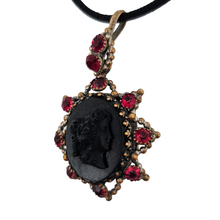 Load image into Gallery viewer, Victorian black glass cameo mourning pendant, 1890s-1900s