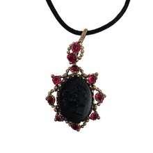 Load image into Gallery viewer, Victorian black glass cameo mourning pendant, 1890s-1900s