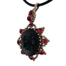 Load image into Gallery viewer, Victorian black glass cameo mourning pendant, 1890s-1900s