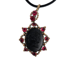 Load image into Gallery viewer, Victorian black glass cameo mourning pendant, 1890s-1900s