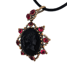 Load image into Gallery viewer, Victorian black glass cameo mourning pendant, 1890s-1900s