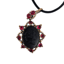 Load image into Gallery viewer, Victorian black glass cameo mourning pendant, 1890s-1900s