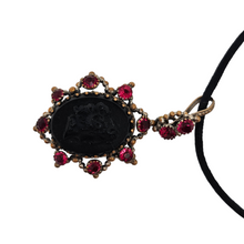 Load image into Gallery viewer, Victorian black glass cameo mourning pendant, 1890s-1900s